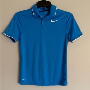 Nike Boy’s Medium Dri-Fit Polo in Bright Blue with White Swoosh